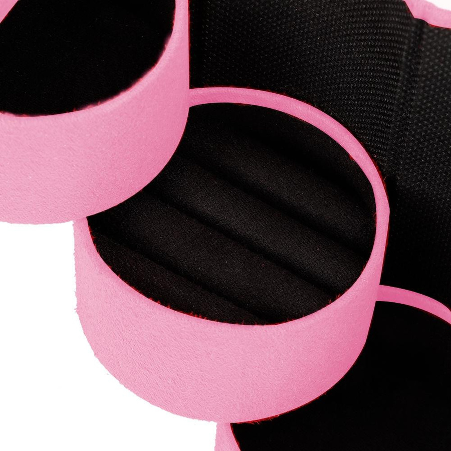 KONNWEI Schmuckaufbewahrungsbox, zylindrischer Organizer aus Wildledersamt, Rosa - Bild 3