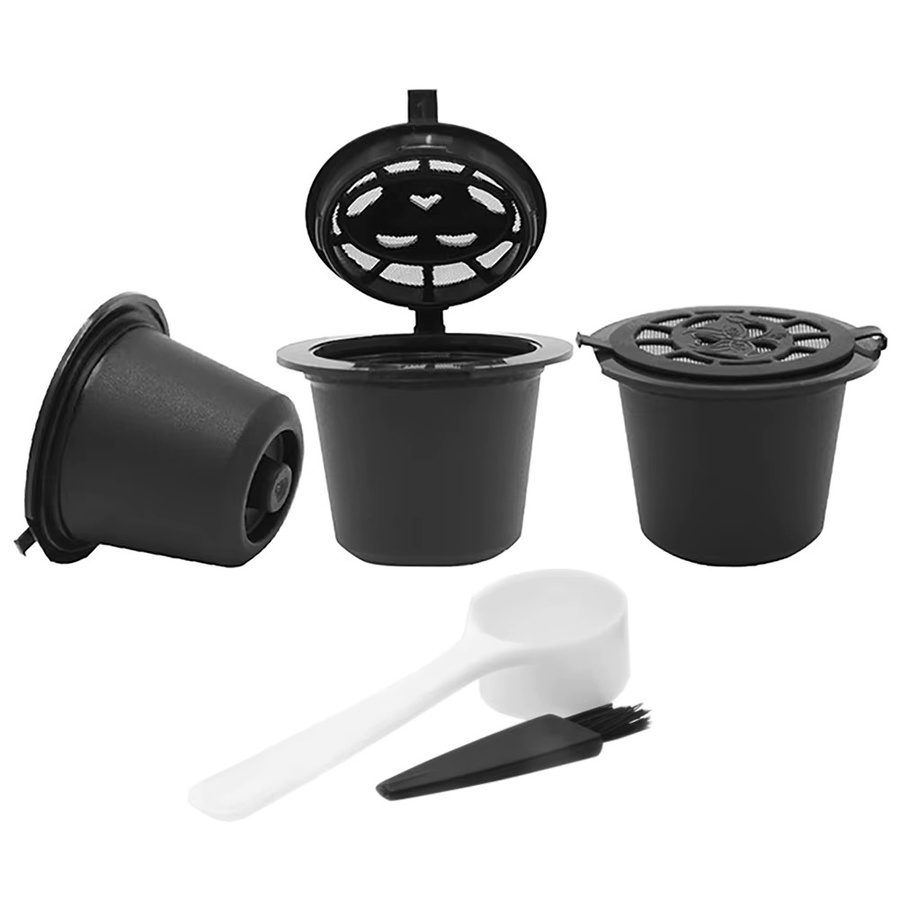 3er Set wiederverwendbare Kaffeekapseln in Schwarz für Nespresso Maschinen aus Kunststoff - Bild 3