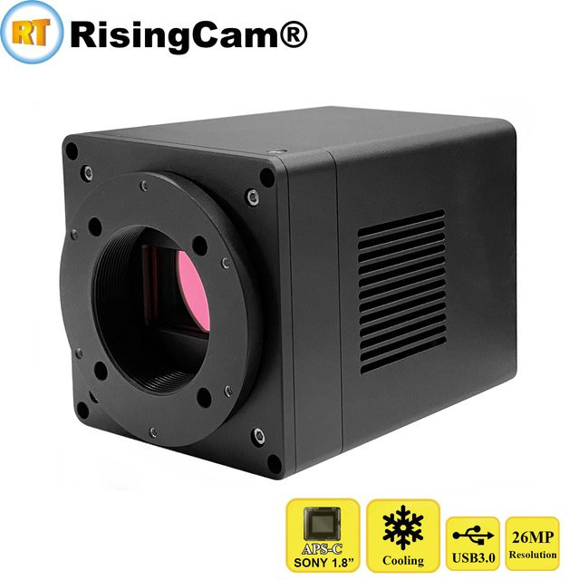 RisingCam Digitale USB-Mikroskopkamera mit 26 MP, imx571 APS-C 1,8 Zoll Sensor, 16 Bit, USB 3.0 und M42 Anschluss, Schwarz - Bild 1