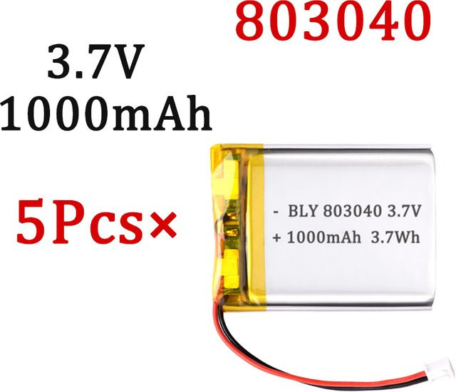 5 Stück VSVAW Polymer-Lithium-Batterie 3,7 V 1000 mAh 803040 in Silber für Powerbank und GPS - Bild 1