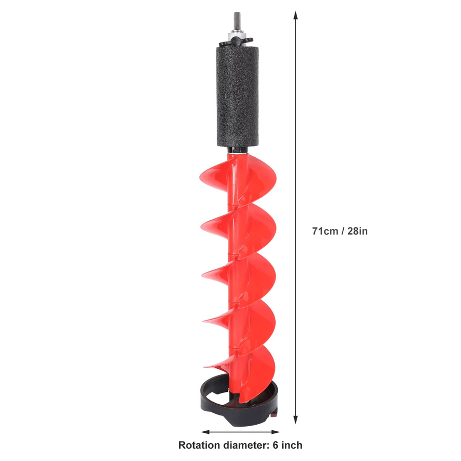 Eisbohrer-Schnecke Set mit Positionierer in Rot, 71 cm Länge, 15 cm Schnittdurchmesser aus Stahl und Nylon - Bild 2