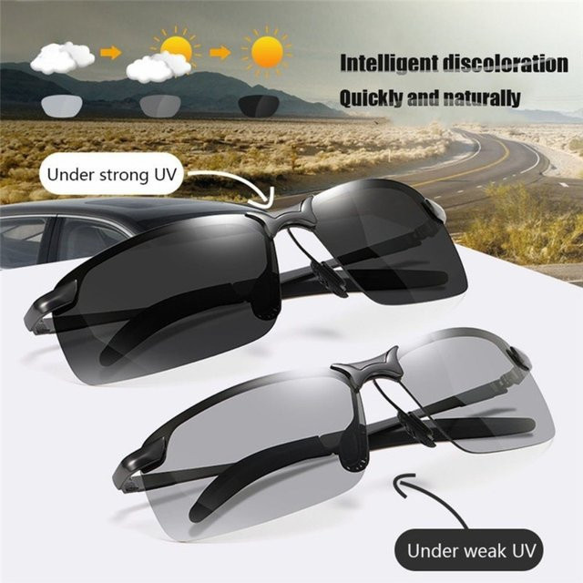 Sonnenbrille für Herren, rectangular, schwarz, polarisiert, photochrom - Bild 1