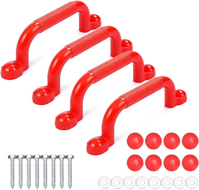 Relaxdays Klettergriffe 4er Pack aus Kunststoff in Rot, rutschfest, B/T/H: 24 x 3 x 7 cm - Bild 1