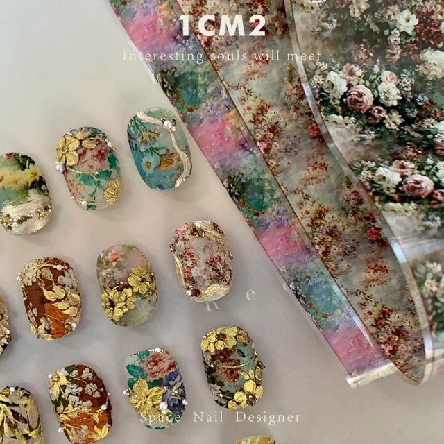 Misscheering Nagelfolien Blumen-Karo, Floral, Schmetterling - Bild 1