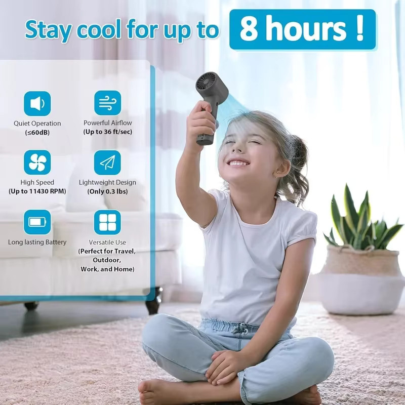 OUSSIRRO Mini-Ventilator mit 400-mAh-Akku und USB-Ladefunktion für Reisen und Outdoor-Aktivitäten - Bild 2
