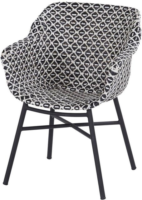 Hartman Delphine Armlehnensessel mit Kunststoffgeflecht in Schwarz-Weiss Muster aus Aluminium und Kunststoff - Bild 1