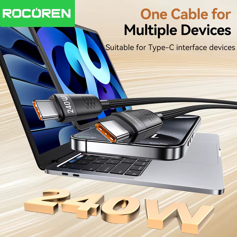 Rocoren USB-C zu USB-C Datenkabel 240 W PD3.1 Schnellladekabel Schwarz - Bild 2