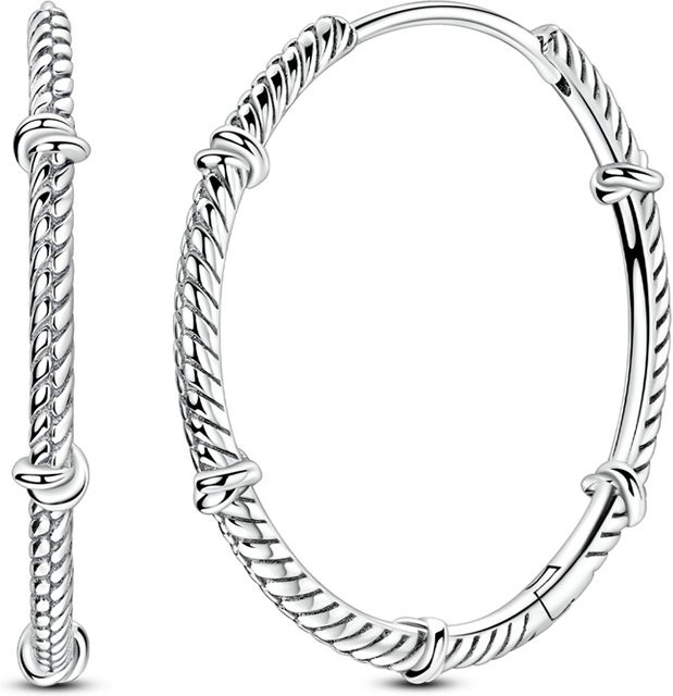 Creolen 925 Sterlingsilber, Knoten, Schlangenknochenmuster, Damen - Bild 1