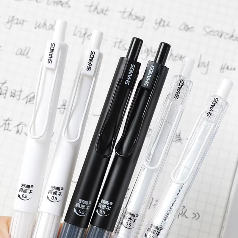 6er-Pack CS Double Bead Straight Liquid Gel Pen mit 0,5 mm Spitze in Schwarz - Bild 3