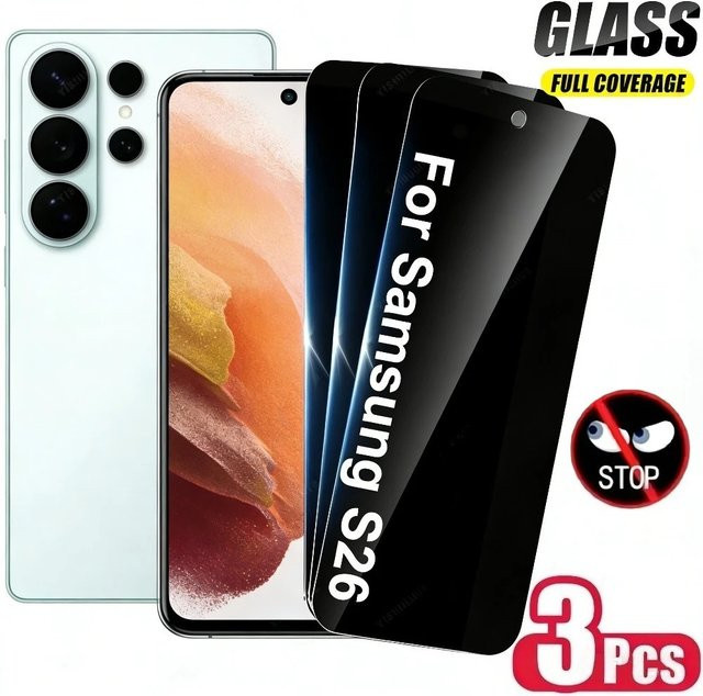 3-teiliges Sichtschutz-Set aus gehärtetem Glas für Samsung Galaxy S26 S25 S24 S23 S22 S21 Ultra Plus FE, transparent und kratzfest - Bild 1