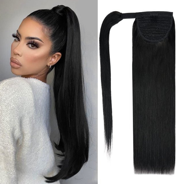 xbeauty Haarteil Clip-in, 100% Remy Haar, lange gerade, Schwarz #1, Damen - Bild 1