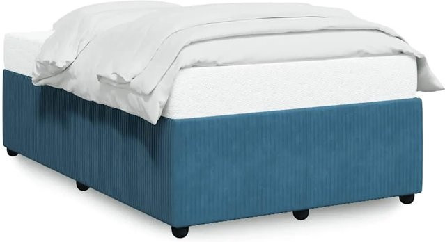 vidaXL Bettgestell aus massivem Kiefernholz in Blau mit Samtbezug B/T/H: 120 x 190 cm - Bild 1
