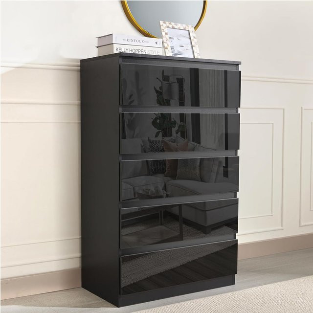 HTI-Living Sideboard Kenji mit 5 Schubladen in Schwarz Hochglanz - Bild 1