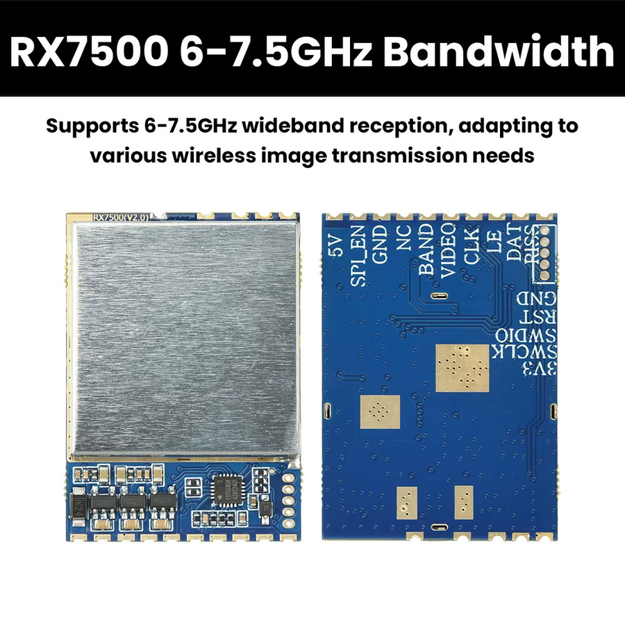 diymore Drahtloses Video-Empfängermodul RX7500 für Drohnen und Robotik, 6000-7500MHz, Analoge Übertragung mit hoher Empfindlichkeit von -95dBm für ein klares Signal - Bild 3