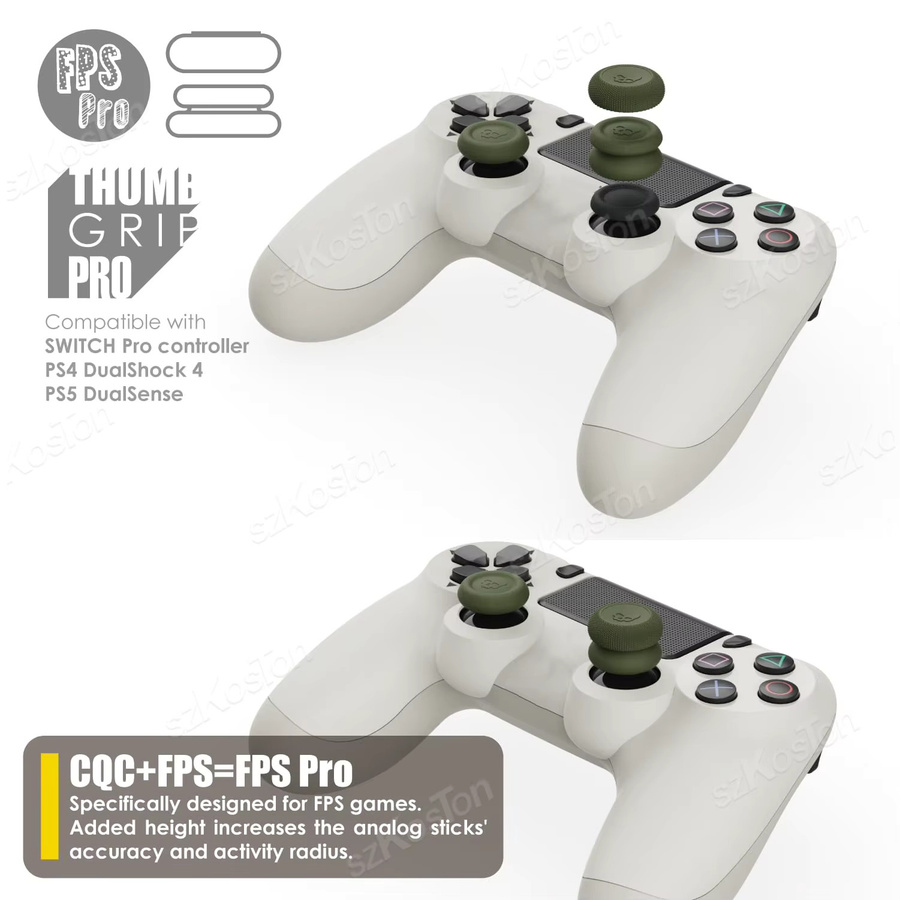 SZKOSTON 6er Set Daumen Griffe Kappen für Nintendo Switch Pro, PS5 und PS4 Controller, Joystick Abdeckung Gaming Zubehör in Schwarz, Weiß und Grün - Bild 2