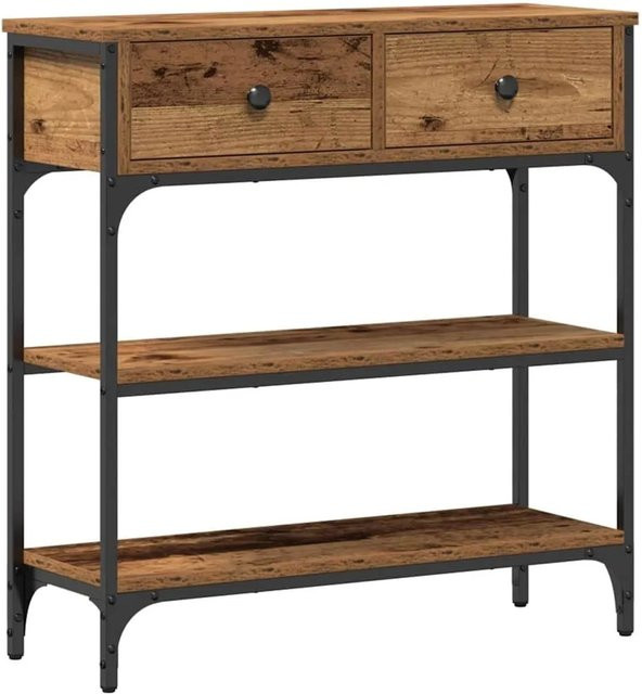 vidaXL Konsolentisch mit Regal in Altholz-Optik, Farbe Braun, B/T/H: 72,5 x 25 x 75 cm - Bild 1