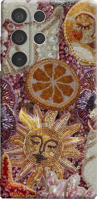 Stoßfeste Perlen-Handyhülle in Lavendel für Samsung Galaxy S25 Ultra, S24 und S23 Ultra Plus mit doppellagiger Rückseite - Bild 1
