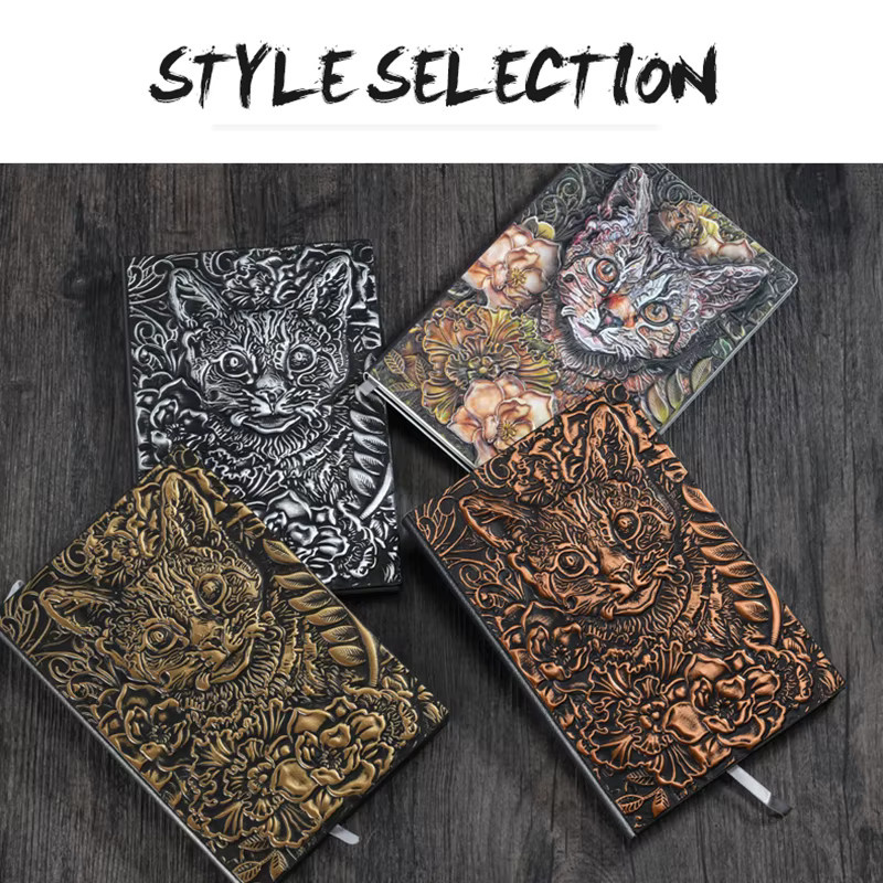 Bview Art Notizbuch A5 mit Kattenmotiv aus Kunstleder in Türkis, Hardcover, liniertes Tagebuch für Erwachsene - Bild 2