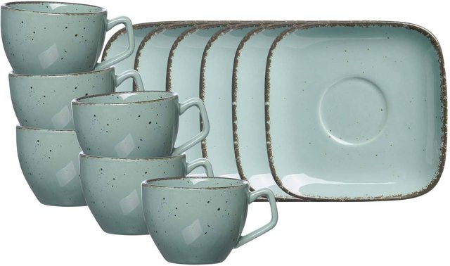 Ritzenhoff & Breker Espressotassen mit Untertassen Casa Serie, Blau, Keramik, 6er Set, 80 ml pro Tasse - Bild 1