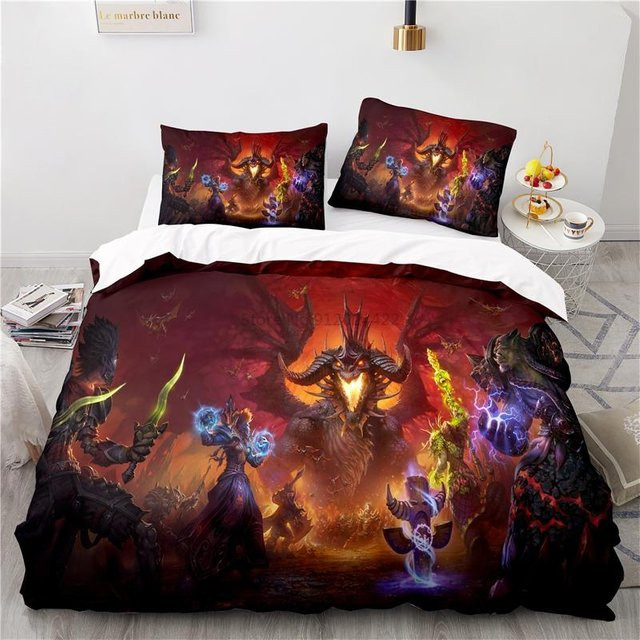 Bettwäsche Set World of Warcraft Horde Banner Flagge von Binchi Fitness in Rot, bestehend aus Bettbezug und Kissenbezug, B/T: 200 x 200 cm - Bild 1