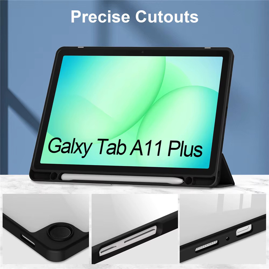 Samsung Galaxy Tab A11 Plus Schutzhülle mit Stifthalter und Standfunktion aus Acryl für SM-X230 X233 X236 11 Zoll in Schwarz oder Lila - Bild 4