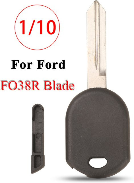Jingyuqin Transponder-Autoschlüsselgehäuse für Ford C-Max Escape Fiesta F150 F350 Mustang mit ungeschnittenem FO38R-Klingenschlüssel, Schwarz - Bild 1