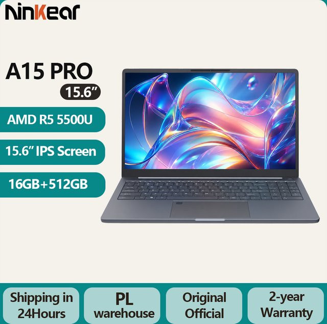 Ninkear A15 Laptop in Grau mit AMD Ryzen 5 5500U, 16GB RAM, 15,6 Zoll FHD IPS Bildschirm, Windows 11, WiFi 6 und Bluetooth - Bild 1
