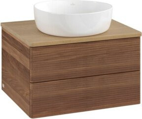 V&B Waschtischunterschrank Antao mit Frontstruktur und Beleuchtung in Walnut, B: 60 cm, H: 50 cm, T: 36 cm - Bild 1