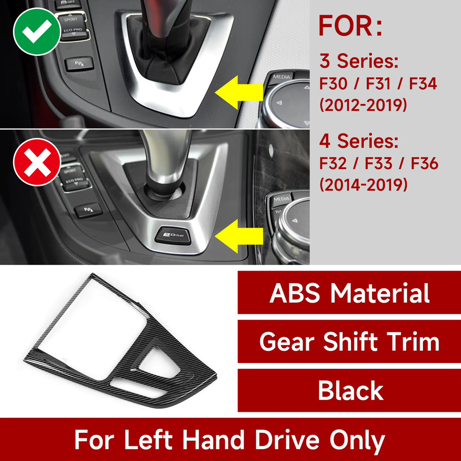 Hengyueshang Carbon Fiber ABS Mittelkonsole Gangschaltung Abdeckung Panel für BMW 3er und 4er F30 F31 F32 F33 F34 F36 (2012-2018) in Schwarz - Bild 4