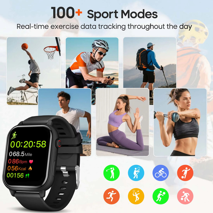 SIMSONLAB Smartwatch, Schwarz, Silikon, Unisex - Bild 6