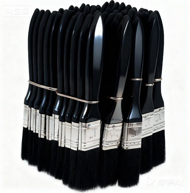 10-teiliges Nylon-Pinsel-Set in Schwarz für Acryl, Öl, Aquarell und Holz als Kunstbedarf - Bild 1