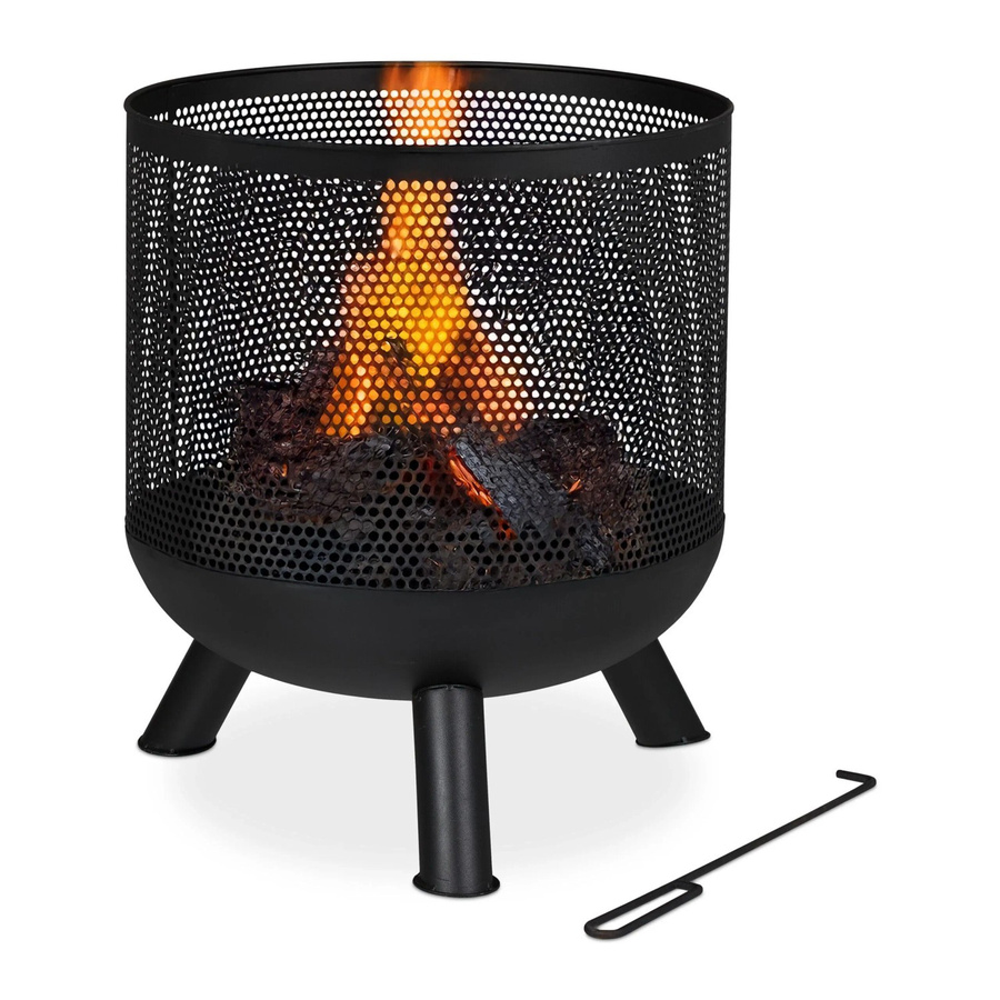 Relaxdays Feuerkorb aus Stahl in Schwarz mit Schürhaken, Höhe: 53 cm, Breite: 44 cm - Bild 2