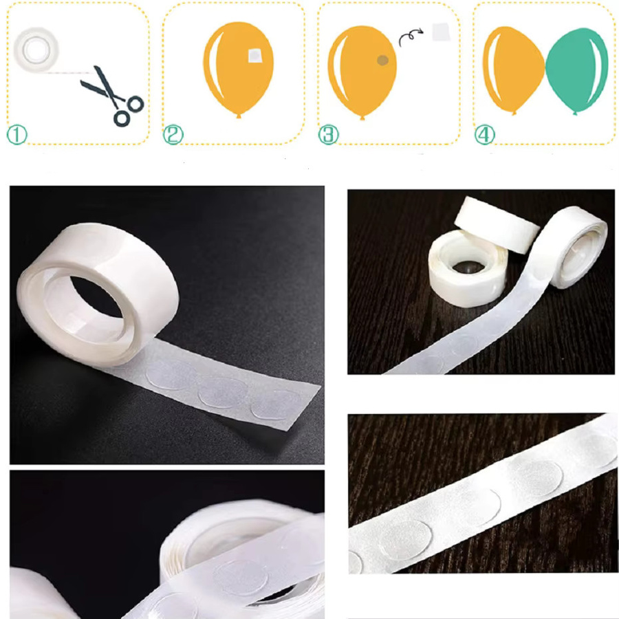 Ballontech 10 Rollen doppelseitiges Klebepunkttape transparent, abnehmbar, 100 Klebepunkte pro Rolle - Bild 2