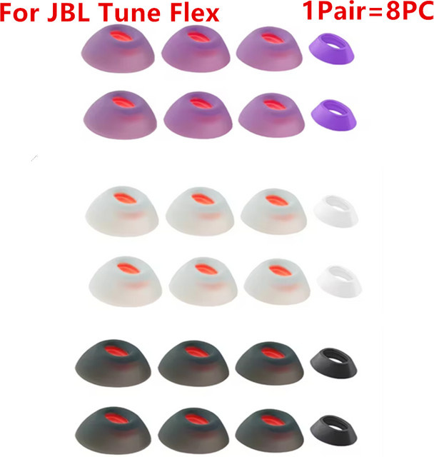 8er Set Silikon Ohrstöpsel als Ersatz für JBL Tune Flex Bluetooth In-Ear Kopfhörer in Rot und Multicolour - Bild 1