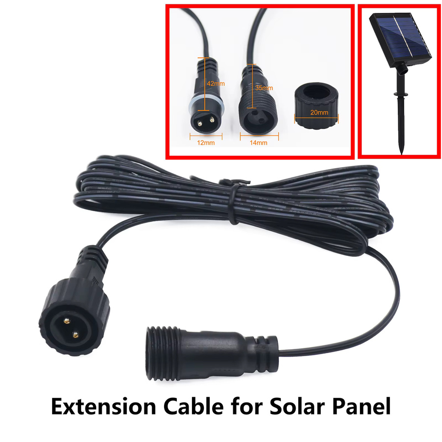 GAHADA Solarpanel Verlängerungskabel, 3m, 2-poliger Stecker auf Buchse, wasserdicht, Schwarz - Bild 2