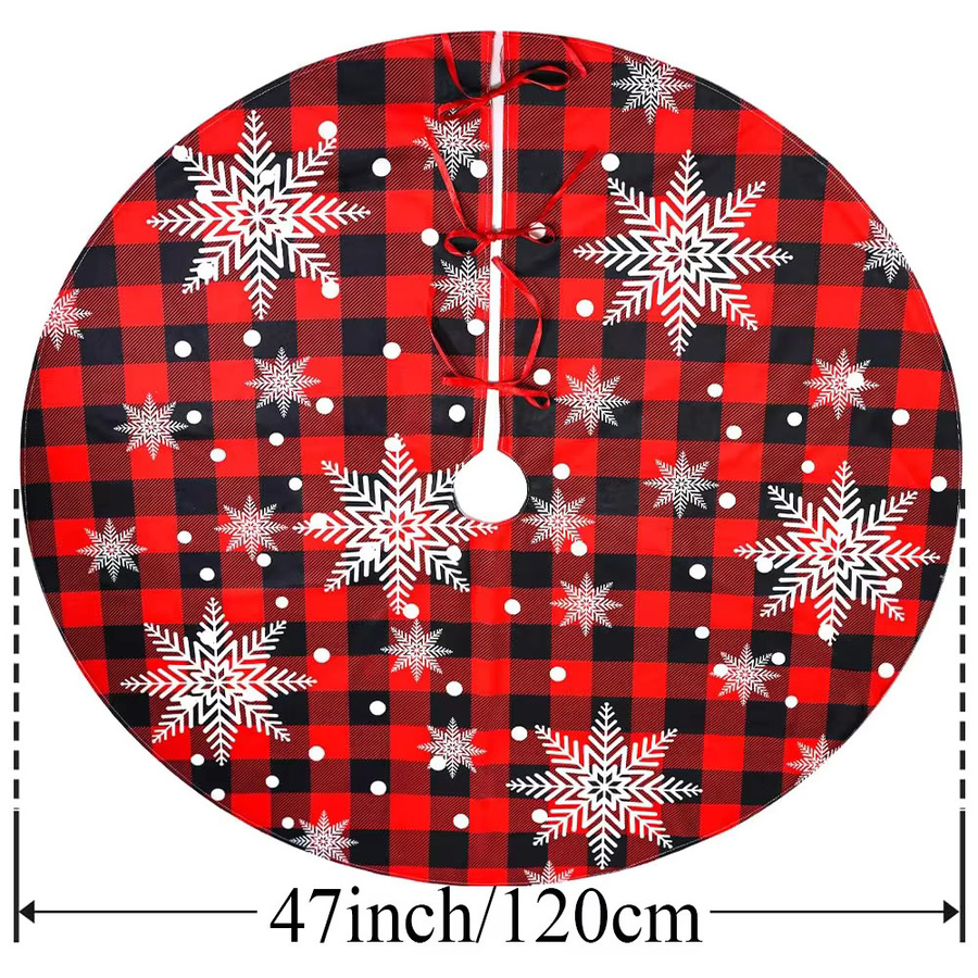 VIKAMA Weihnachtsbaum-Rock mit Schneeflocken-Karo-Design in Rot für deine festliche Dekoration - Bild 4