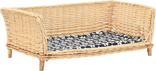 Yiwydaa Hundekorb aus Naturweide mit Kissen und abnehmbarem Bezug, B/T/H: 90 x 54 x 35 cm - Bild 1