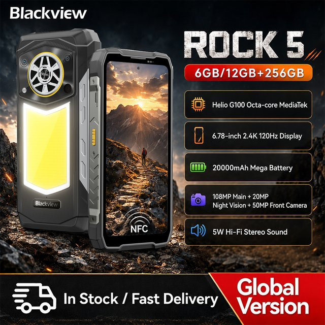 Blackview ROCK 5 Robustes Smartphone mit Android, 6,78 Zoll 2,4K Display, 20000mAh Akku, 108MP Kamera und NFC in Schwarz - Bild 1