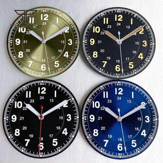 Tandorio Fliegeruhr-Zifferblatt, 33,5 mm, Schwarz, Unisex - Bild 1