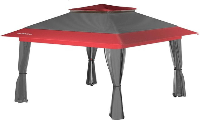 Wiltec Faltpavillon mit Moskitonetz in Grau und Rot, B/T/H: 400 x 400 x 240 cm - Bild 1
