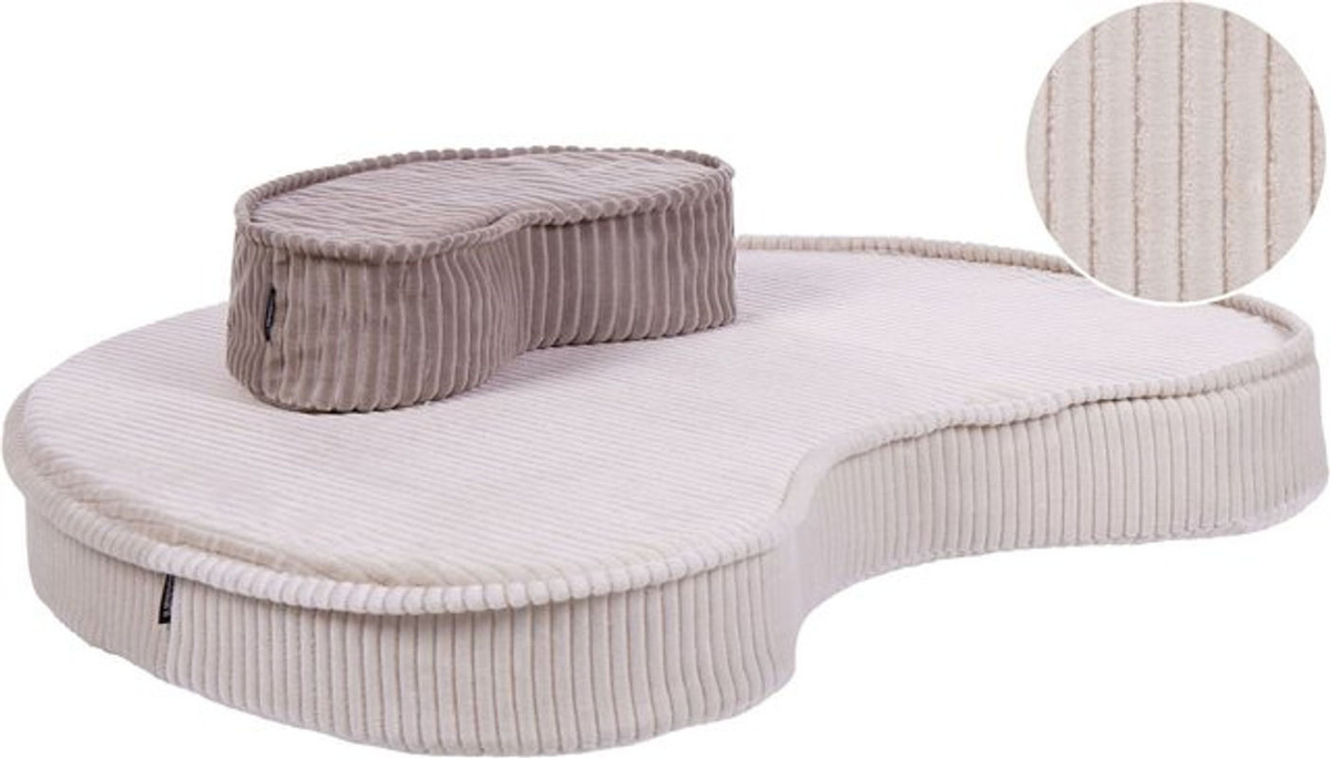 Pouf Nili von BELIANI aus Samt und Baumwolle in Beige und Braun im minimalistischen Design - Bild 1