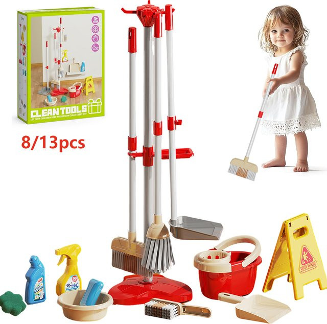 Chriyungel Kinder-Reinigungsspielzeug-Set in Blau mit Besen, Kehrschaufel und Mopp für Montessori-Rollenspiele - Bild 1