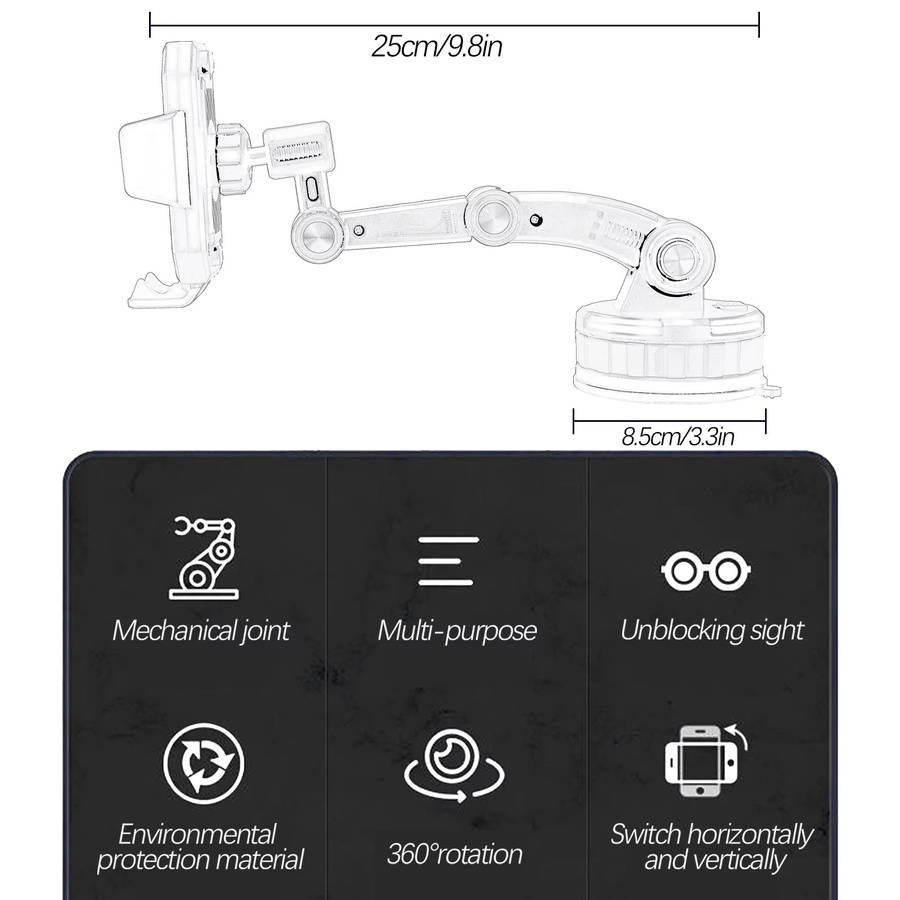 ROBOTIC Kfz-Handyhalterung mit Saugnapf für iPhone und Samsung, Schwarz, auch als Ladegerät nutzbar - Bild 6
