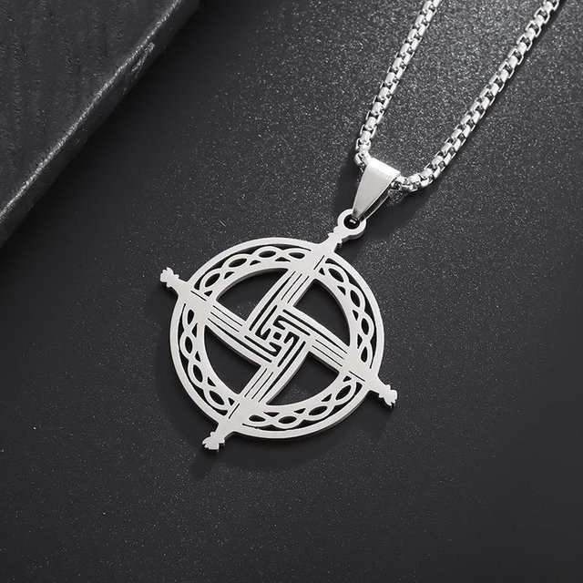 YIRAN Jewelry Halskette Keltisches Irisches Kreuz, Edelstahl, Schwarz, Unisex - Bild 1