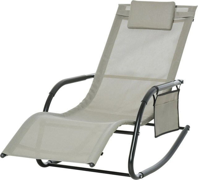 Outsunny Schaukelstuhl aus Metall mit Textilene-Mesh und Kissen in Grau, B/T/H: 62 x 120 x 88 cm - Bild 1