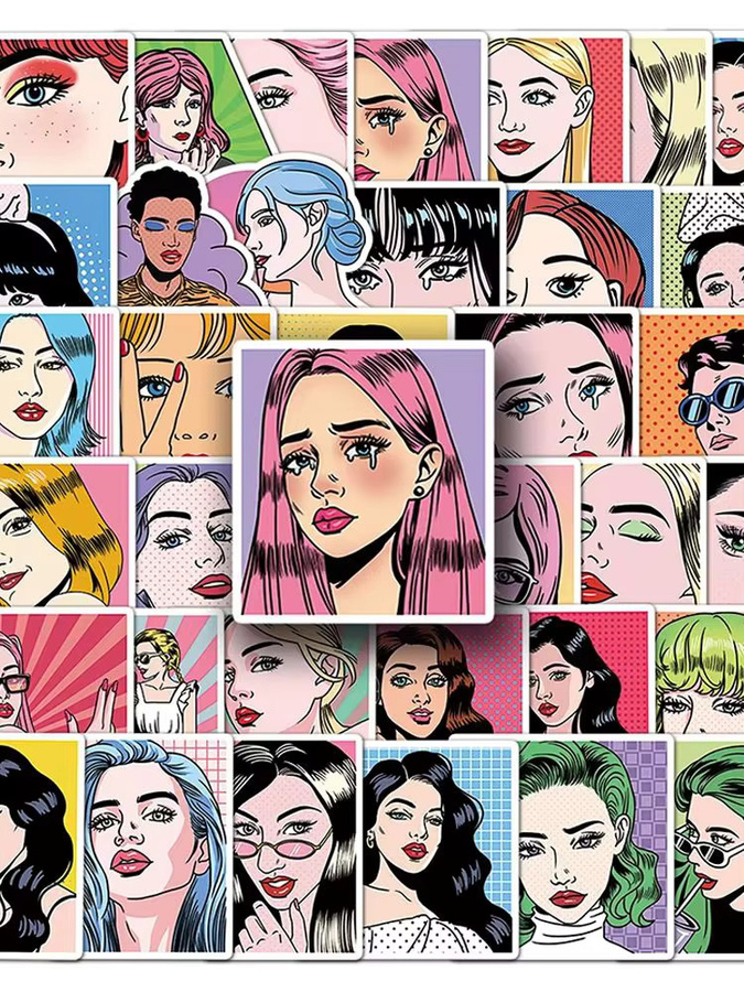 Charile Vintage Pop-Style Kunst Mädchen Cartoon Aufkleber, 10-teiliges Set - Bild 4