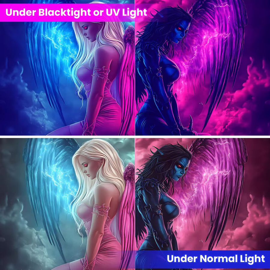 VIKAMA Wandteppich Engel & Dämon Neon Cyberpunk Grafik in Multicolour - Bild 3