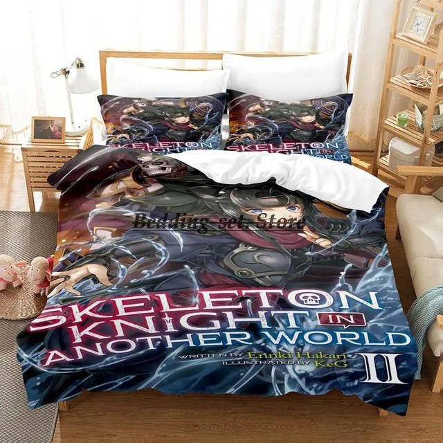 Skelett Ritter Bettwäsche Set mit Anime Motiv und Reißverschluss für Einzelbetten, 2-teilig, 70 x 133 cm - Bild 1