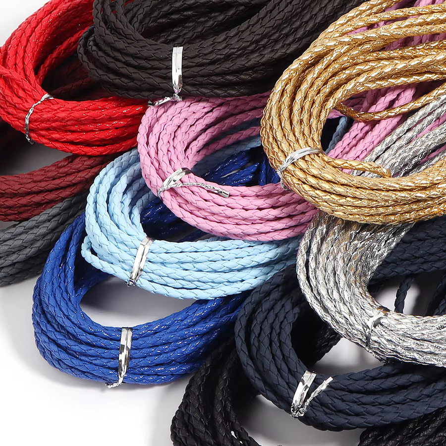 Louleur Lederband, geflochten, 3 mm, bunt, 10 Yards - Bild 3