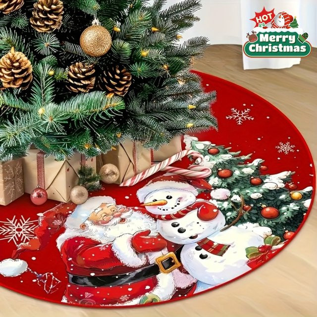DUTRIEUX Weihnachtsbaum-Rock in Rot im Weihnachtsmann- und Schneemann-Stil aus Polyester - Bild 1